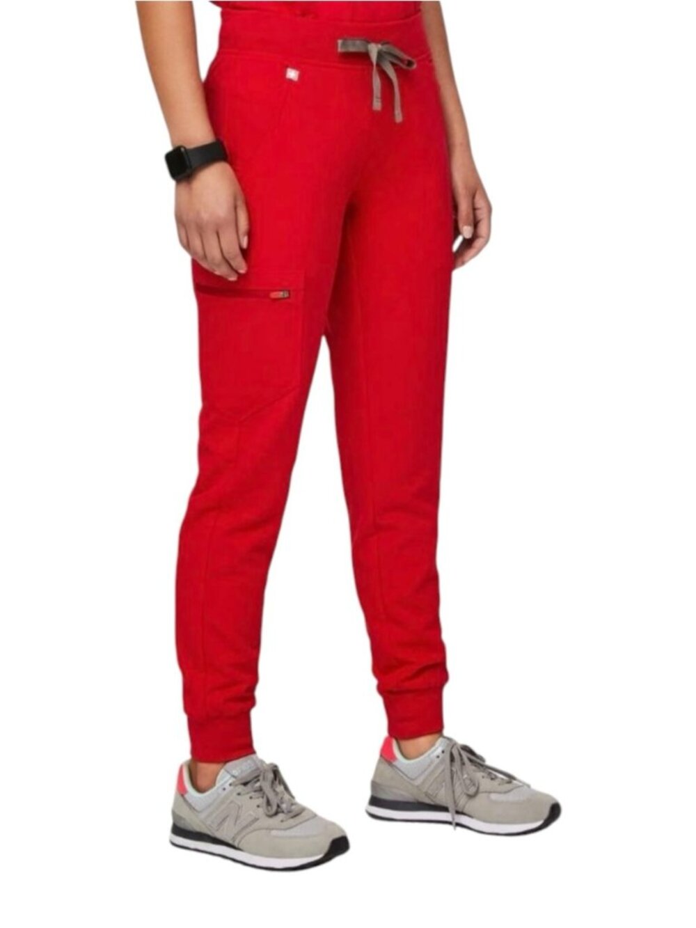 FIGS Zamora Jogger Scrub Pants Women's Large Pop Red FIONx NWOT